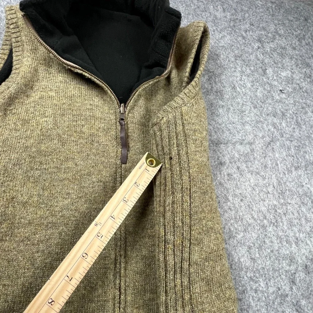 Pendleton Mens Reversible Shetland Wool‎ Fleece Vest Olive Green Black Size M
